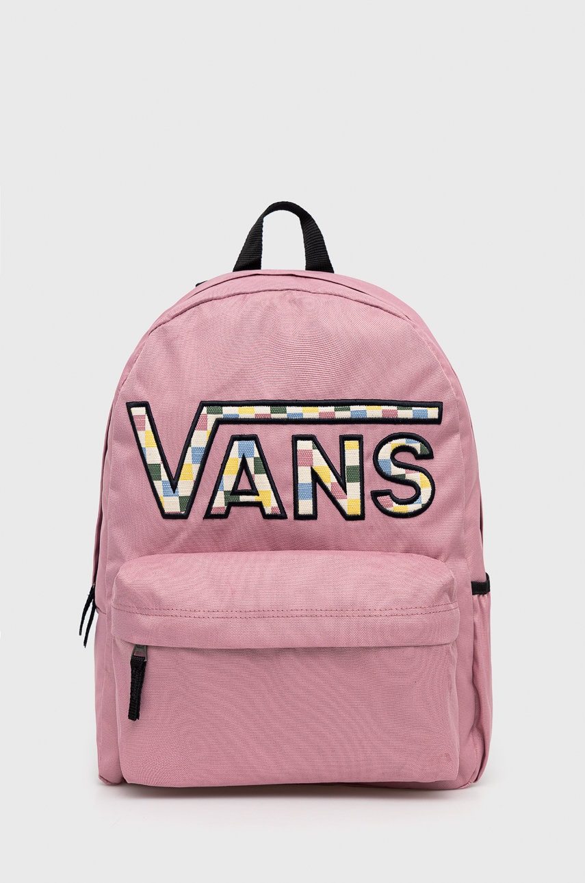 

Раница Vans в розово голям размер с апликация, Розов