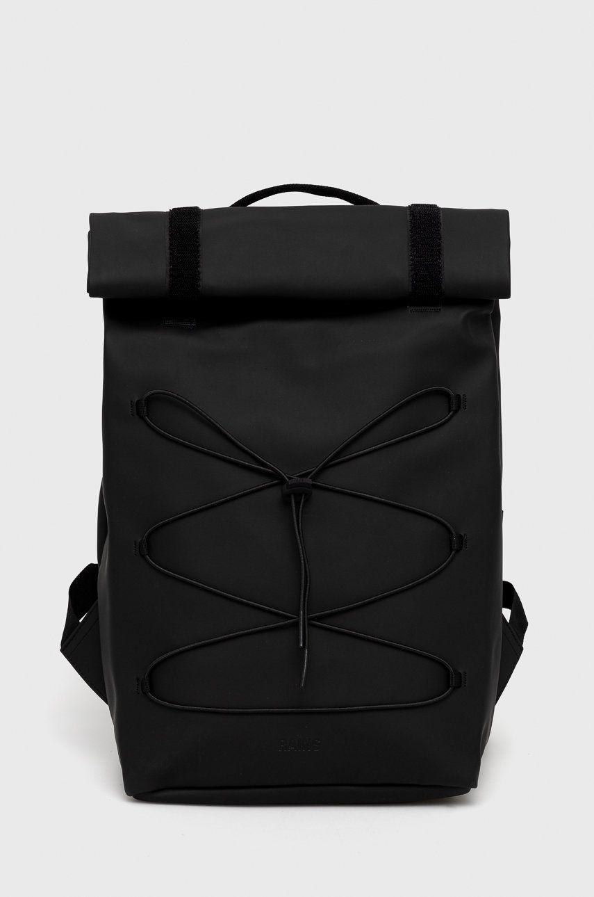 Rains plecak 13640 Velcro Rolltop Backpack kolor czarny duży gładki