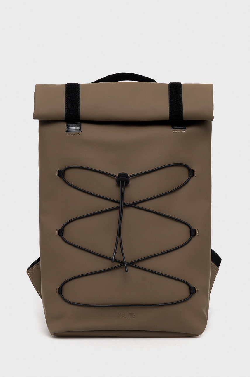 Rains rucsac 13640 velcro rolltop backpack culoarea maro, mare, neted