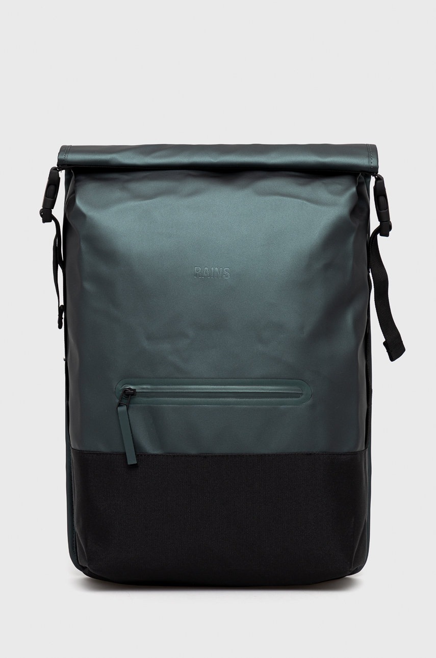 

Раница Rains 13720 Buckle Rolltop Rucksack в зелено голям размер с изчистен дизайн, Зелен