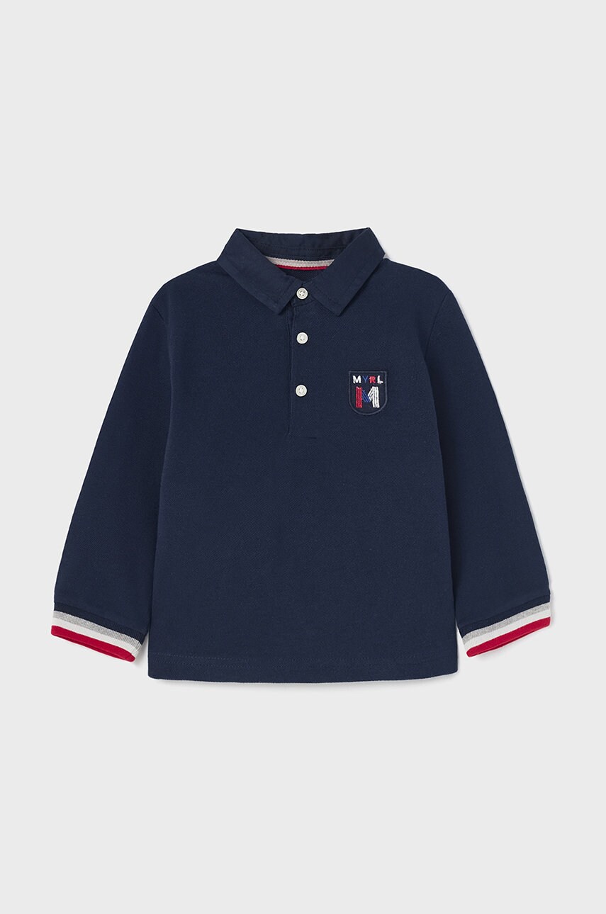 Mayoral tricou polo copii culoarea albastru marin, cu imprimeu