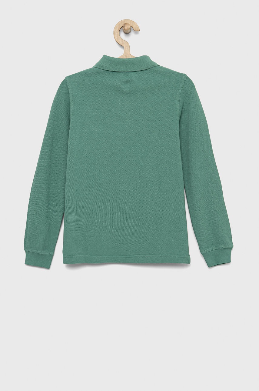 

Дитячий бавовняний лонгслів United Colors of Benetton колір зелений однотонний