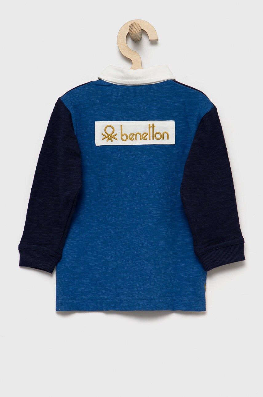 

Дитячий бавовняний лонгслів United Colors of Benetton колір синій візерунок