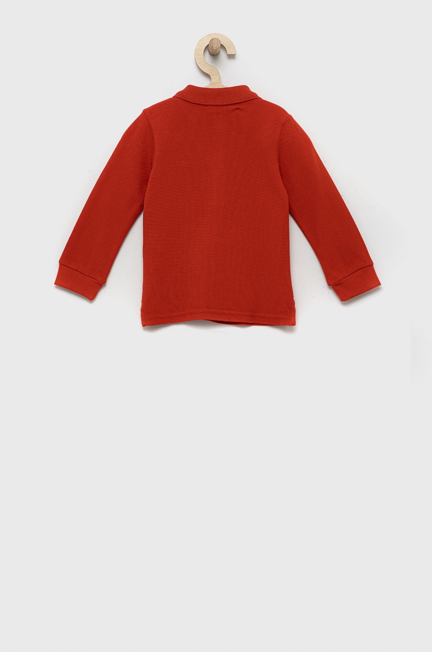

Дитячий бавовняний лонгслів United Colors of Benetton колір червоний однотонний