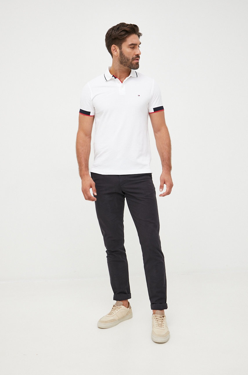 

Бавовняне поло Tommy Hilfiger колір білий однотонний