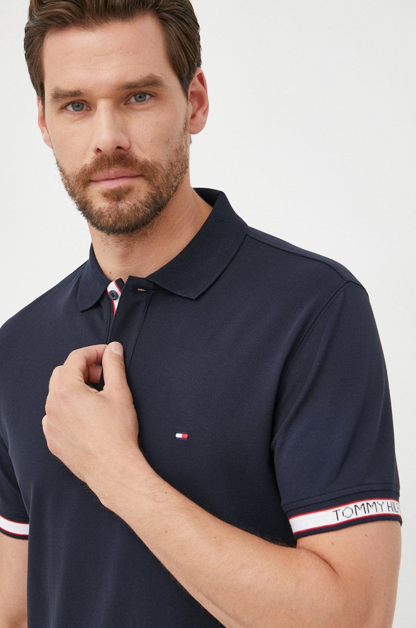 Tommy Hilfiger polo męski kolor granatowy z nadrukiem