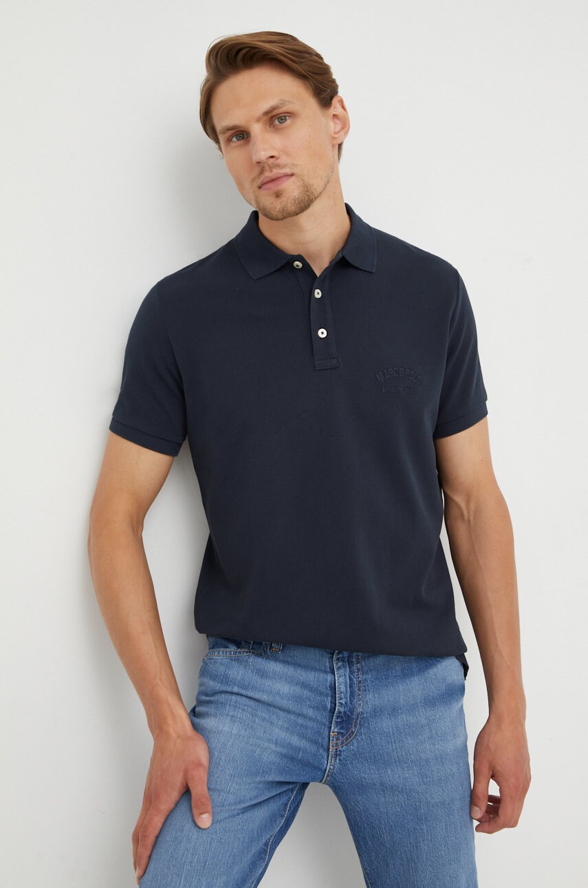 Marc o'polo polo de bumbac culoarea albastru marin, neted