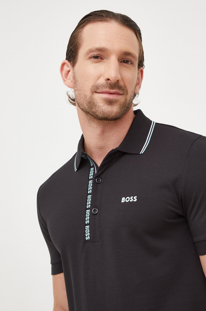 

Памучна тениска BOSS Boss Athleisure в черно с изчистен дизайн, Черен