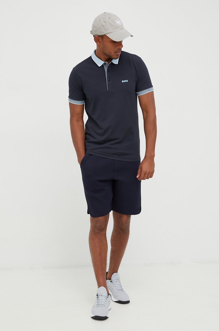 

Поло BOSS Boss Athleisure мужское цвет синий узорное