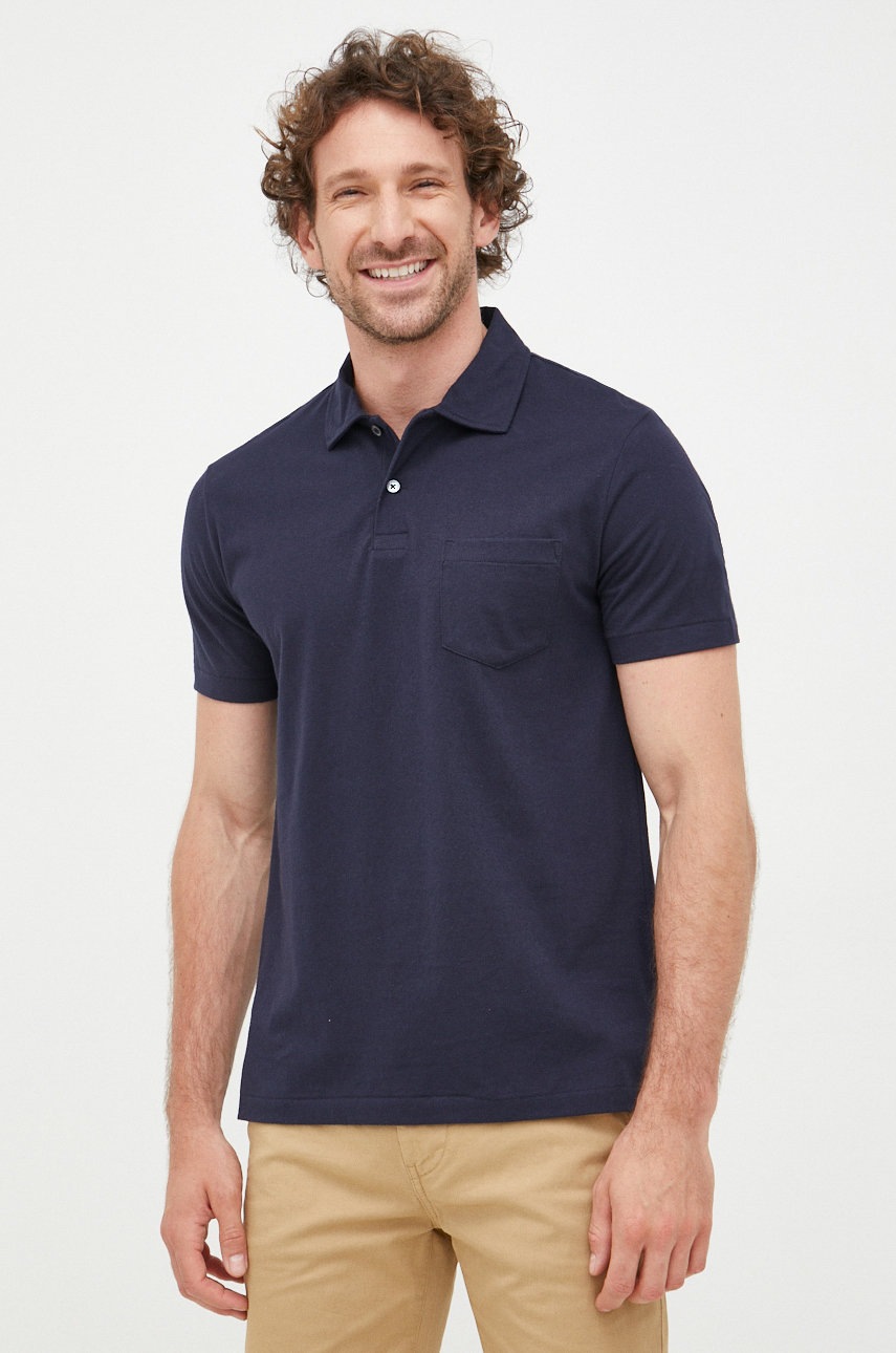 

Памучна тениска с яка Polo Ralph Lauren в тъмносиньо с изчистен дизайн, Тъмносин