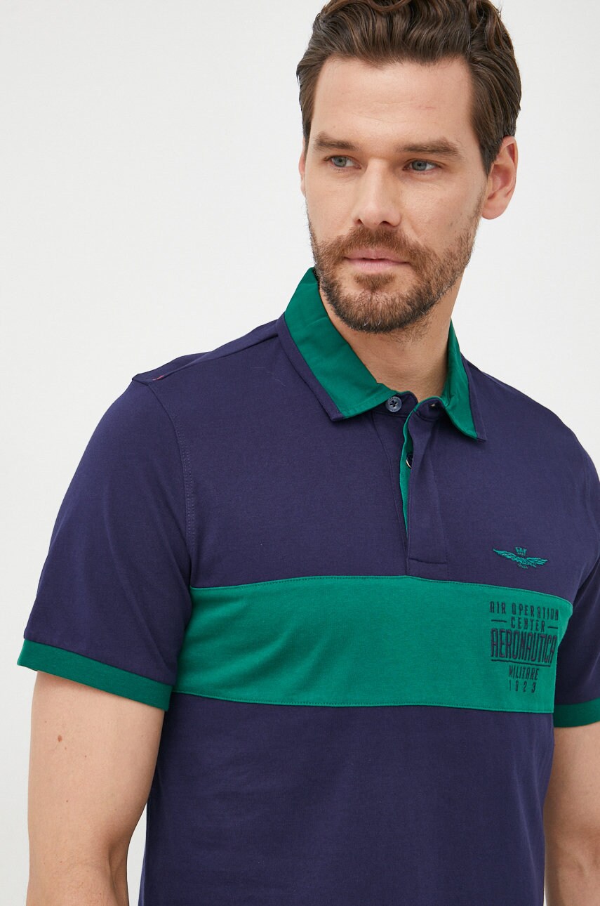 Aeronautica militare polo de bumbac culoarea albastru marin, modelator