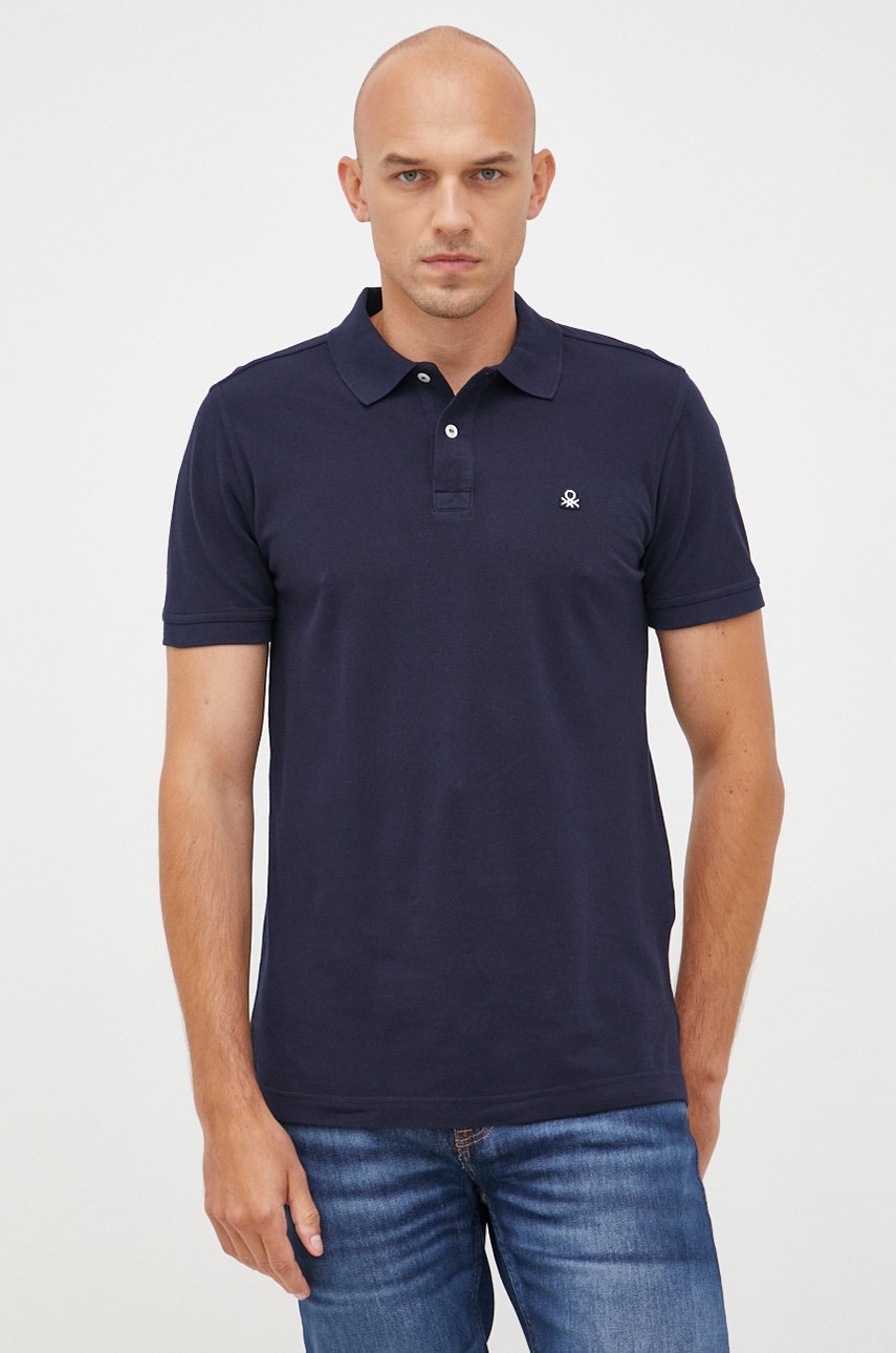 Βαμβακερό μπλουζάκι πόλο United Colors of Benetton χρώμα: ναυτικό μπλε φωτογραφία