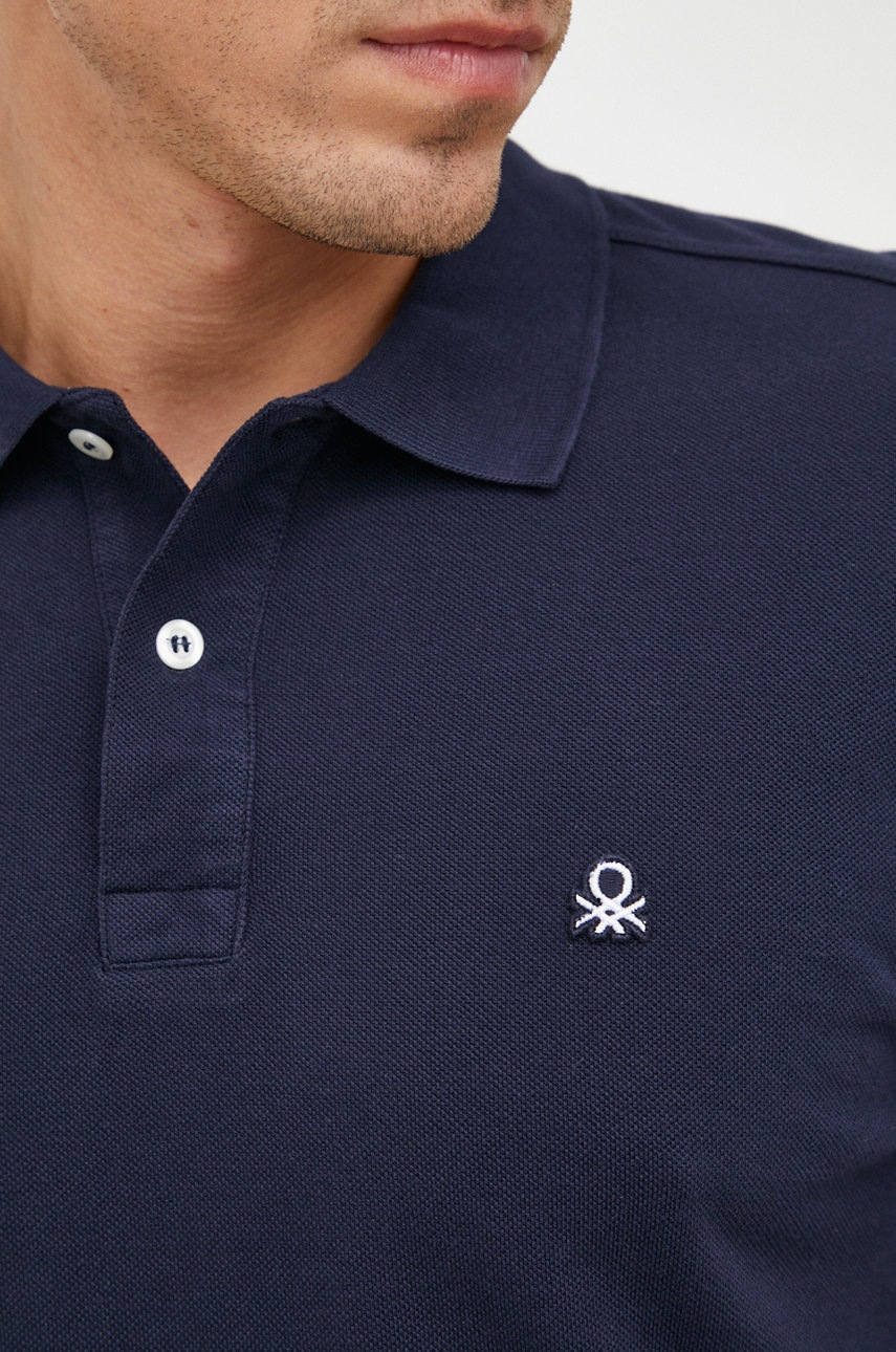 Βαμβακερό μπλουζάκι πόλο United Colors of Benetton χρώμα: ναυτικό μπλε φωτογραφία