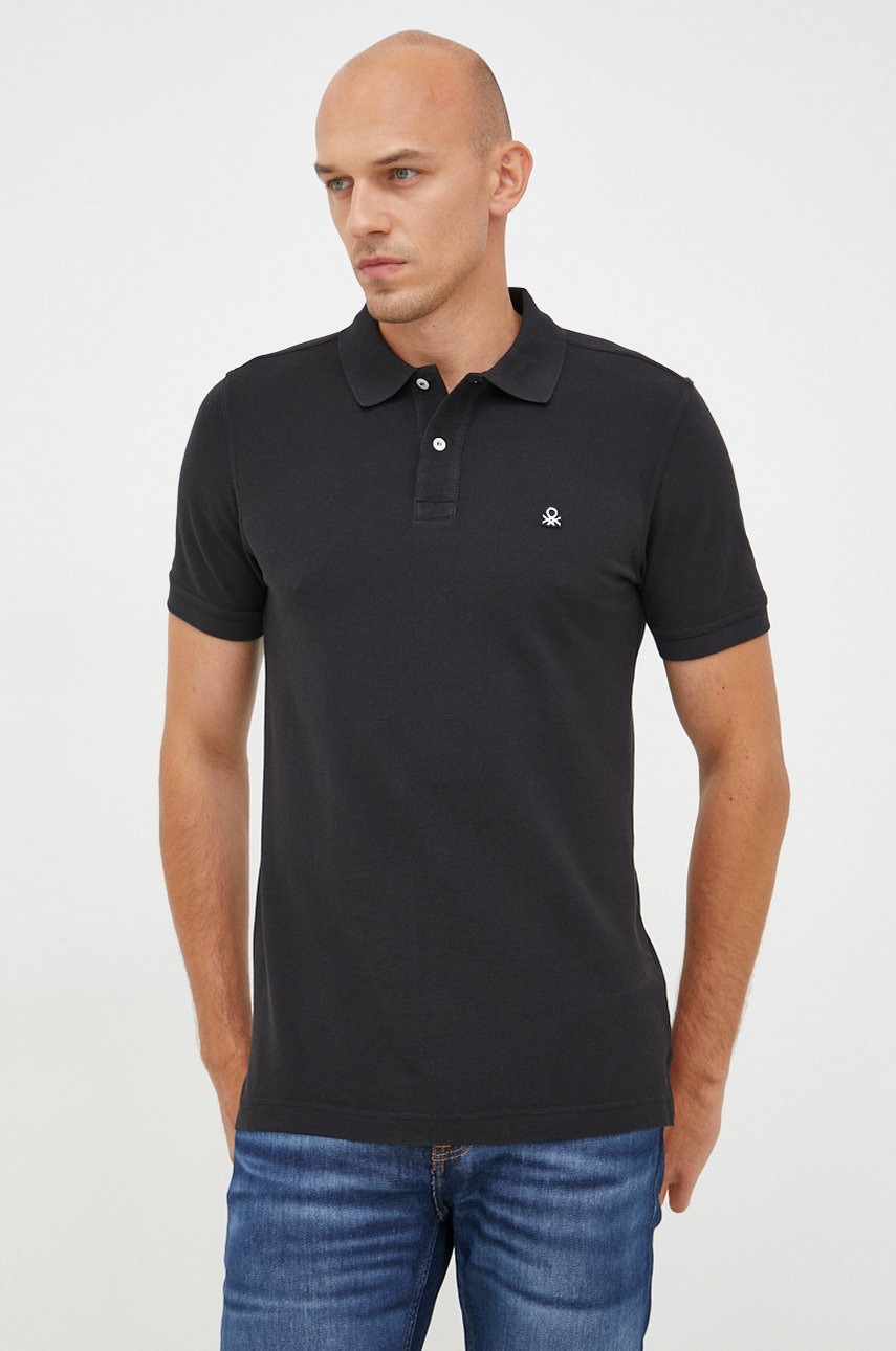 United Colors Of Benetton Polo De Bumbac Culoarea Negru, Neted