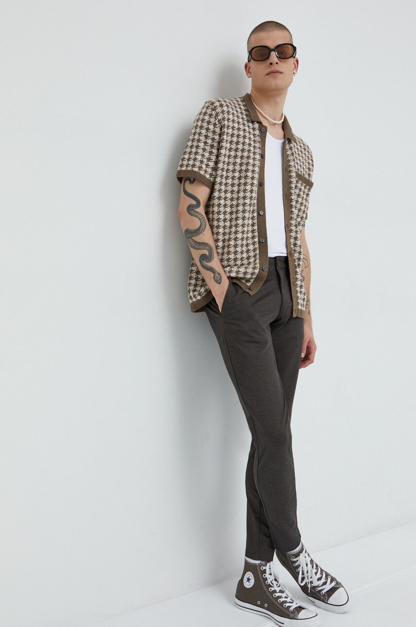 Abercrombie & fitch pulover barbati, culoarea maro, modelator