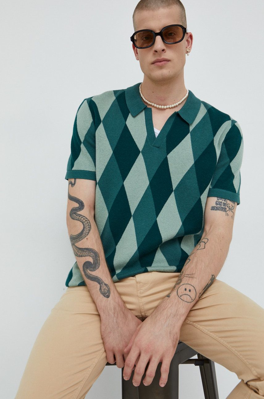 Abercrombie & Fitch sweter męski kolor zielony wzorzysty
