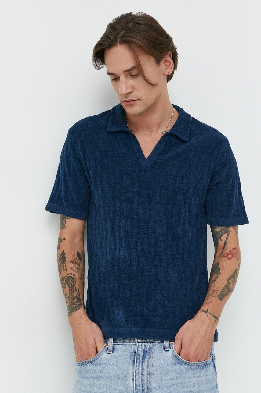 Polo tričko Abercrombie & Fitch tmavomodrá barva - námořnická modř -  83% Bavlna