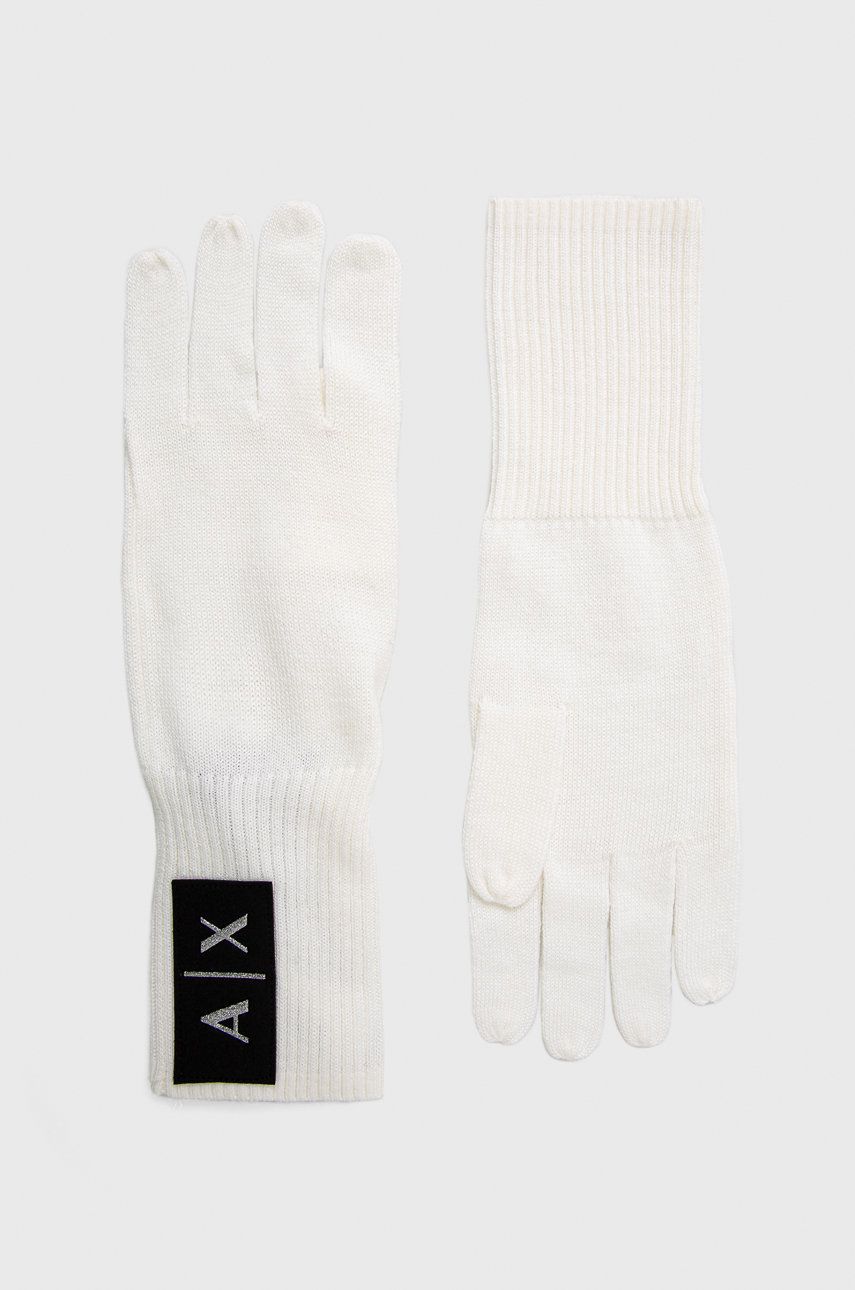 Armani Exchange rękawiczki wełniane damskie kolor beżowy
