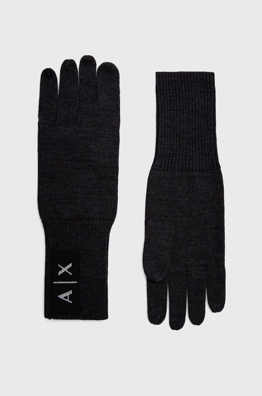 Armani Exchange rękawiczki wełniane damskie kolor szary