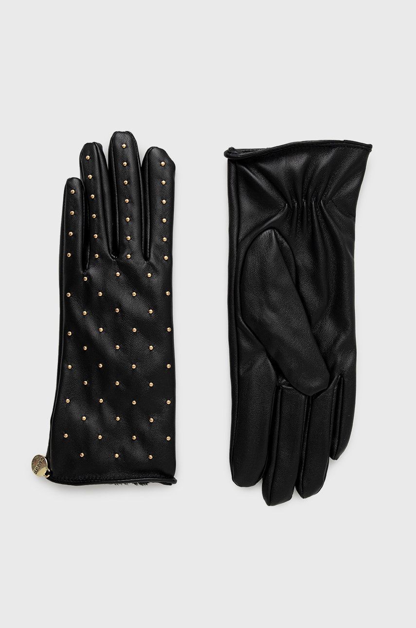 Guess rękawiczki damskie kolor czarny
