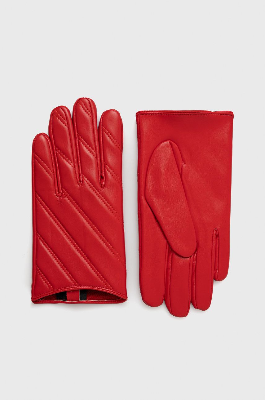Sisley rękawiczki damskie kolor czerwony