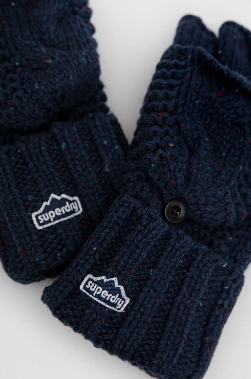 

Рукавички з домішкою вовни Superdry жіночі колір синій