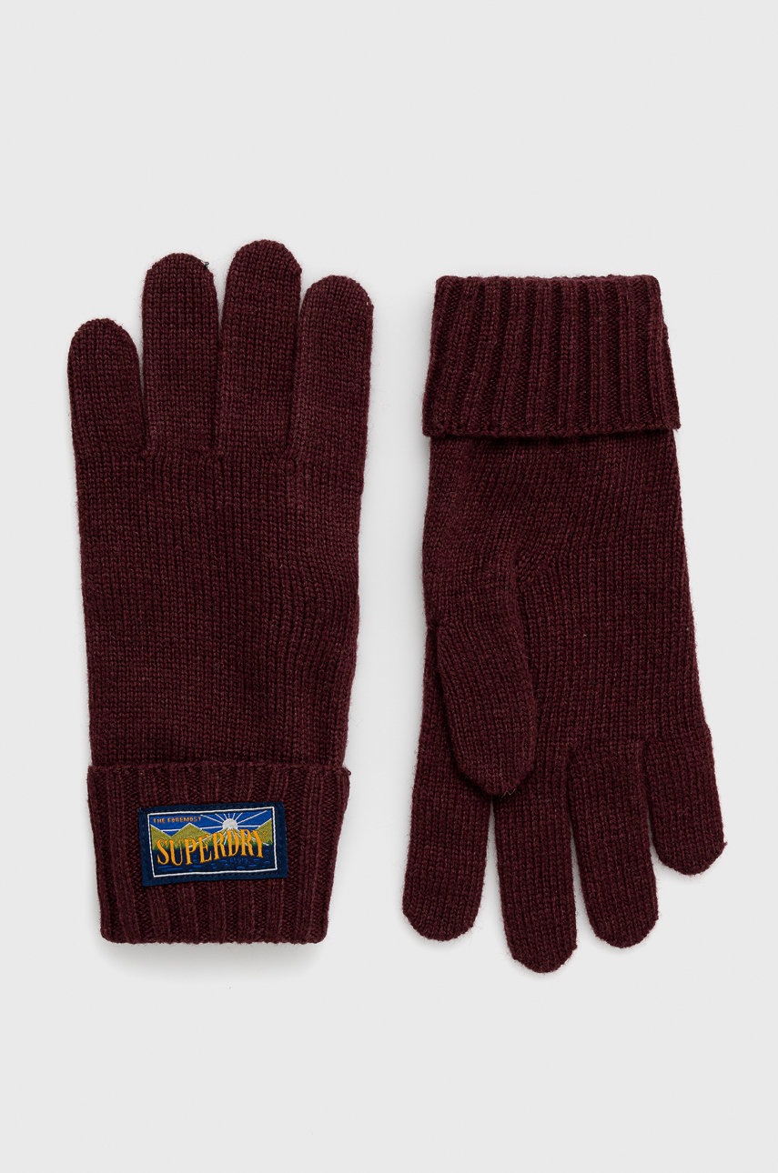 

Вълнени ръкавици Superdry в бордо