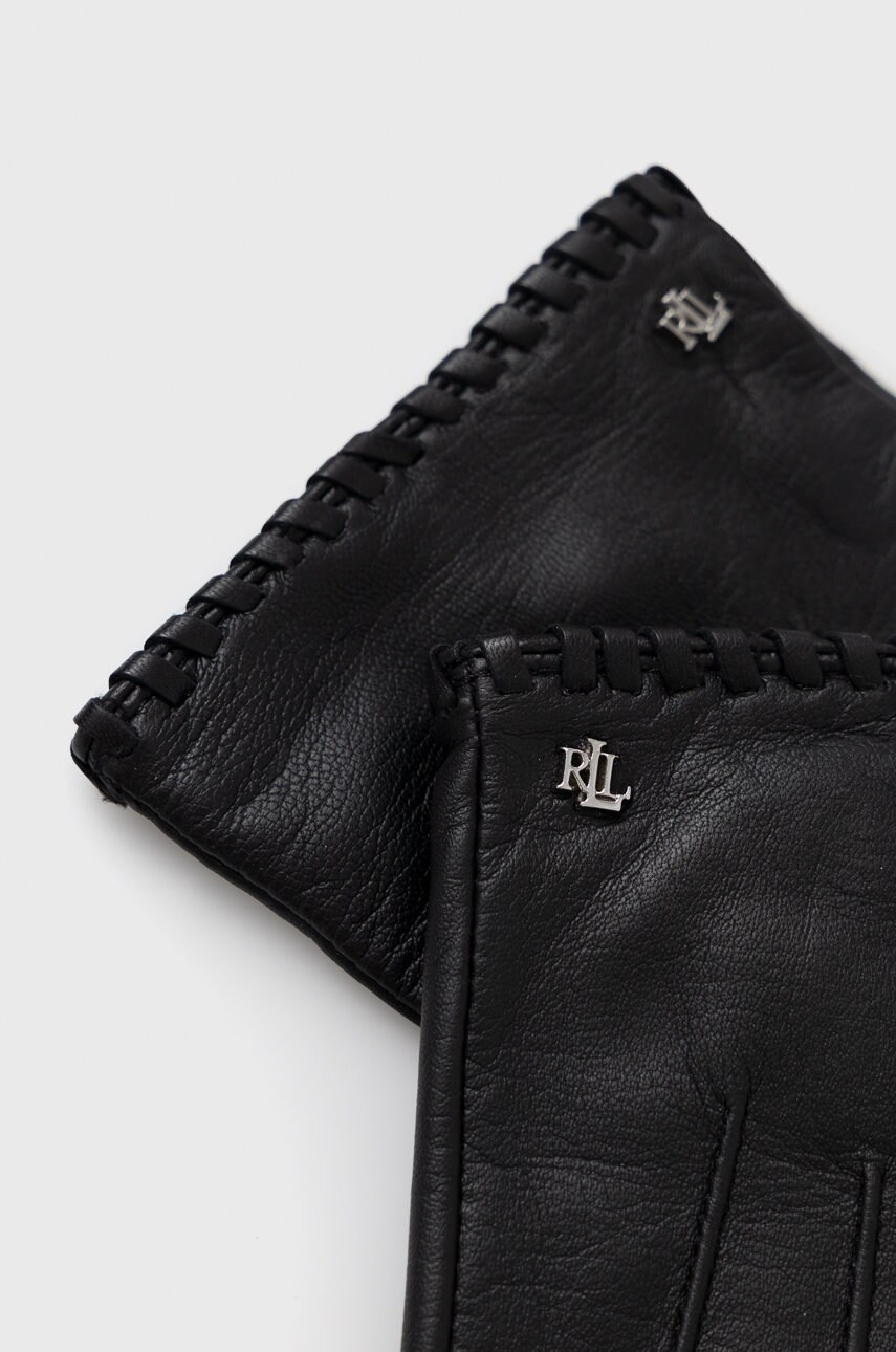 

Шкіряні рукавички Lauren Ralph Lauren жіночі колір чорний