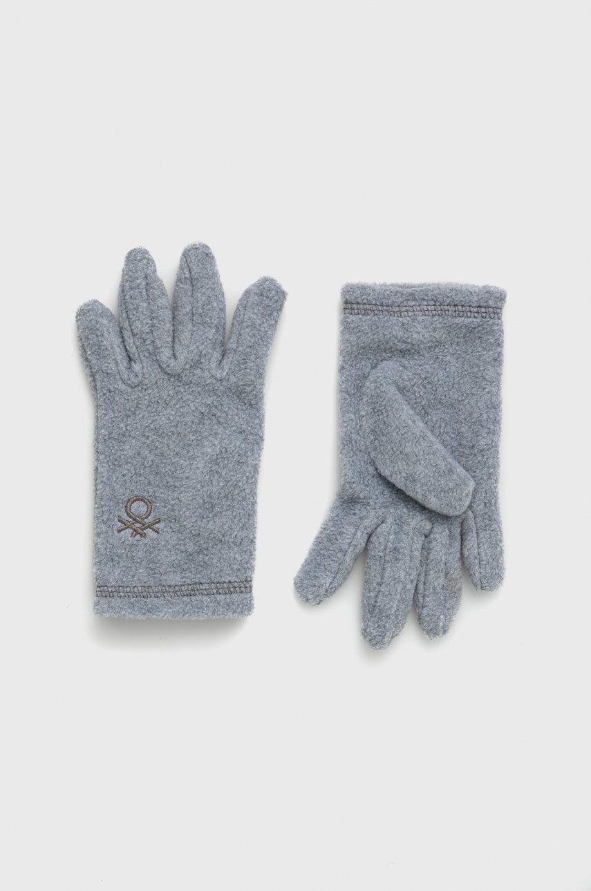 Dětské rukavice United Colors of Benetton šedá barva - šedá -  100% Polyester