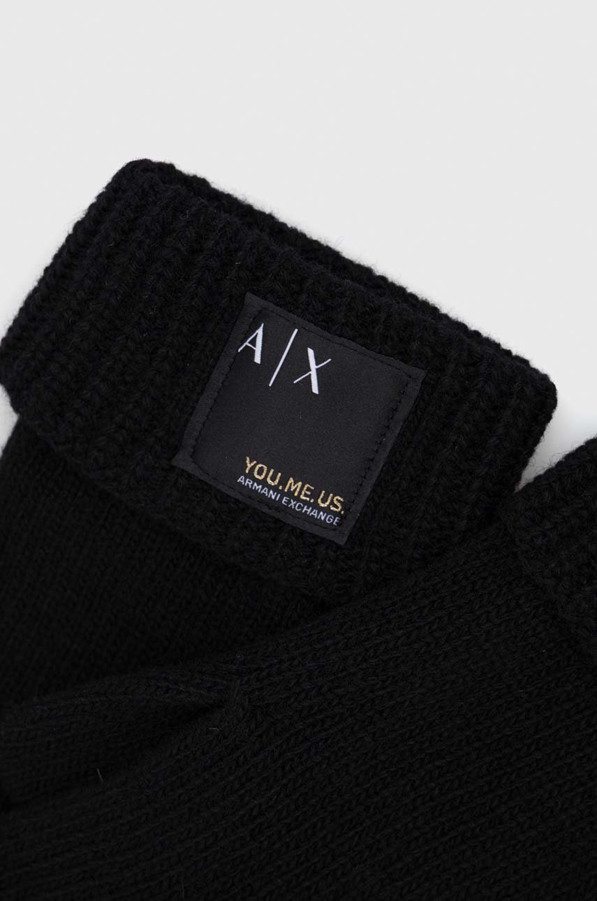 

Шерстяные перчатки Armani Exchange мужские цвет чёрный