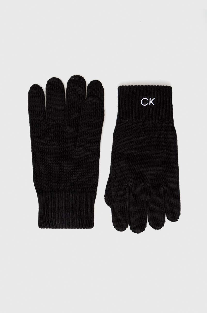 

Ръкавици с кашмир Calvin Klein в черно, Черен