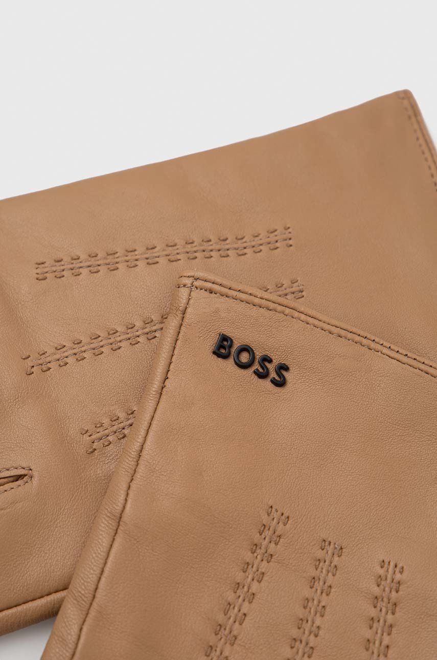 

Кожаные перчатки BOSS мужские цвет бежевый
