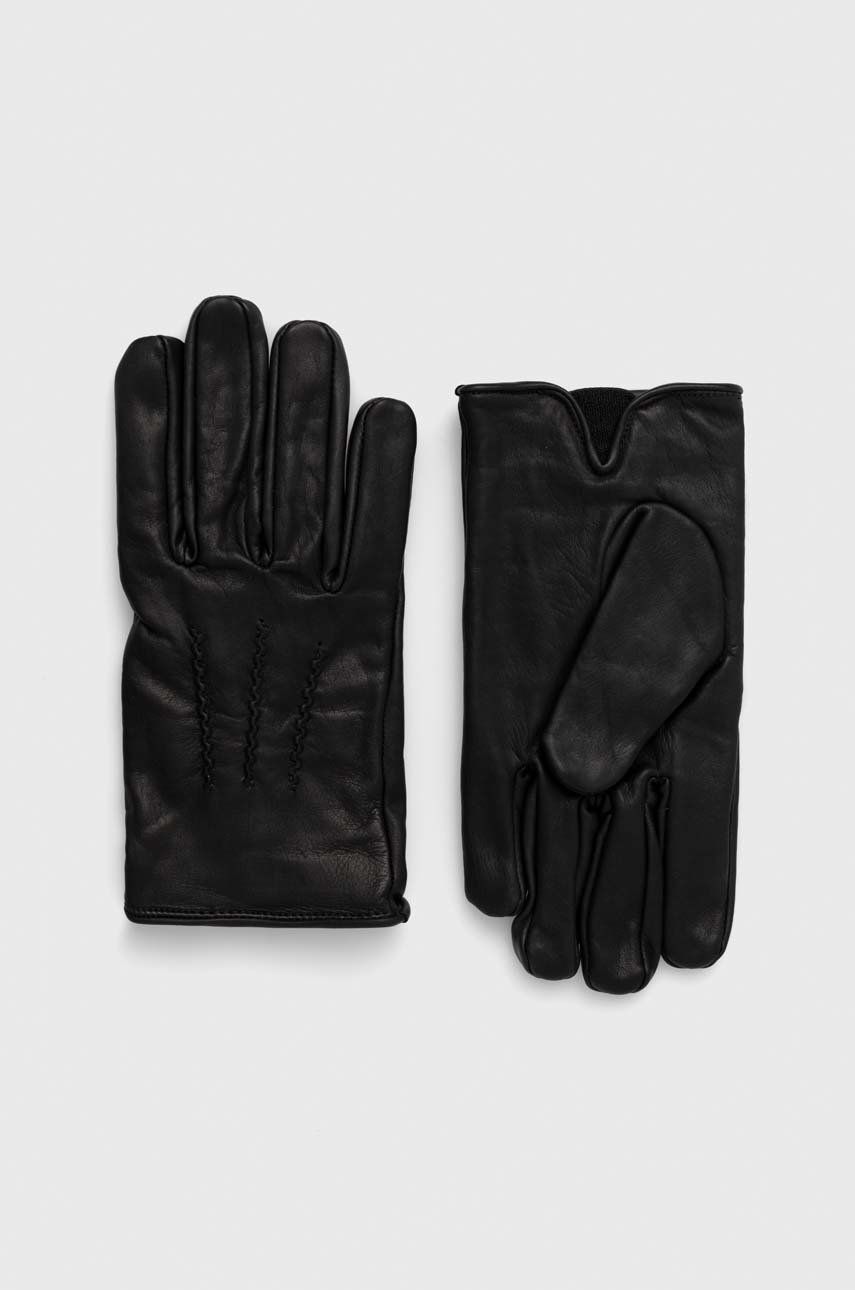 Kožené rukavice Lindbergh pánské, černá barva - černá -  100% Přírodní kůže