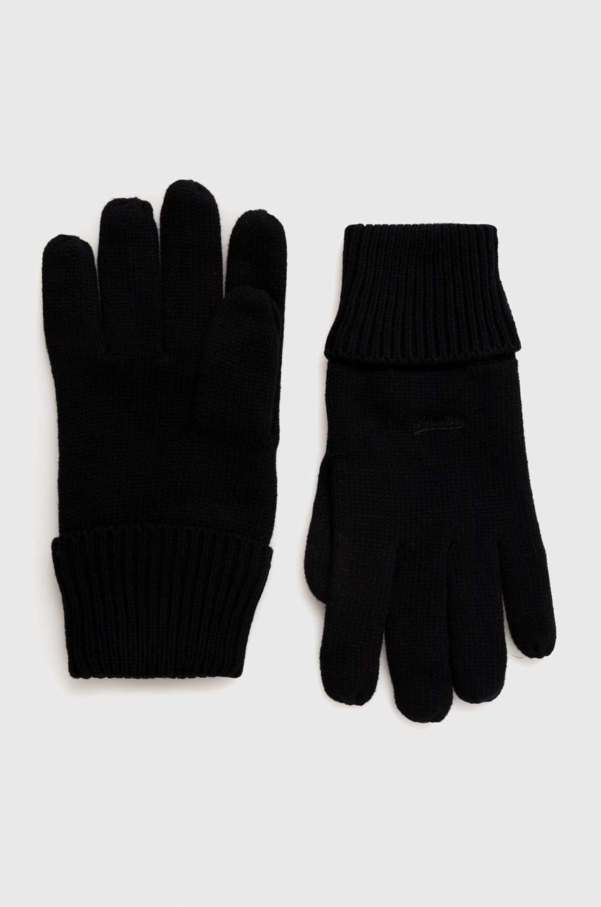 Bavlněné rukavice Superdry pánské, černá barva - černá -  100% Bavlna