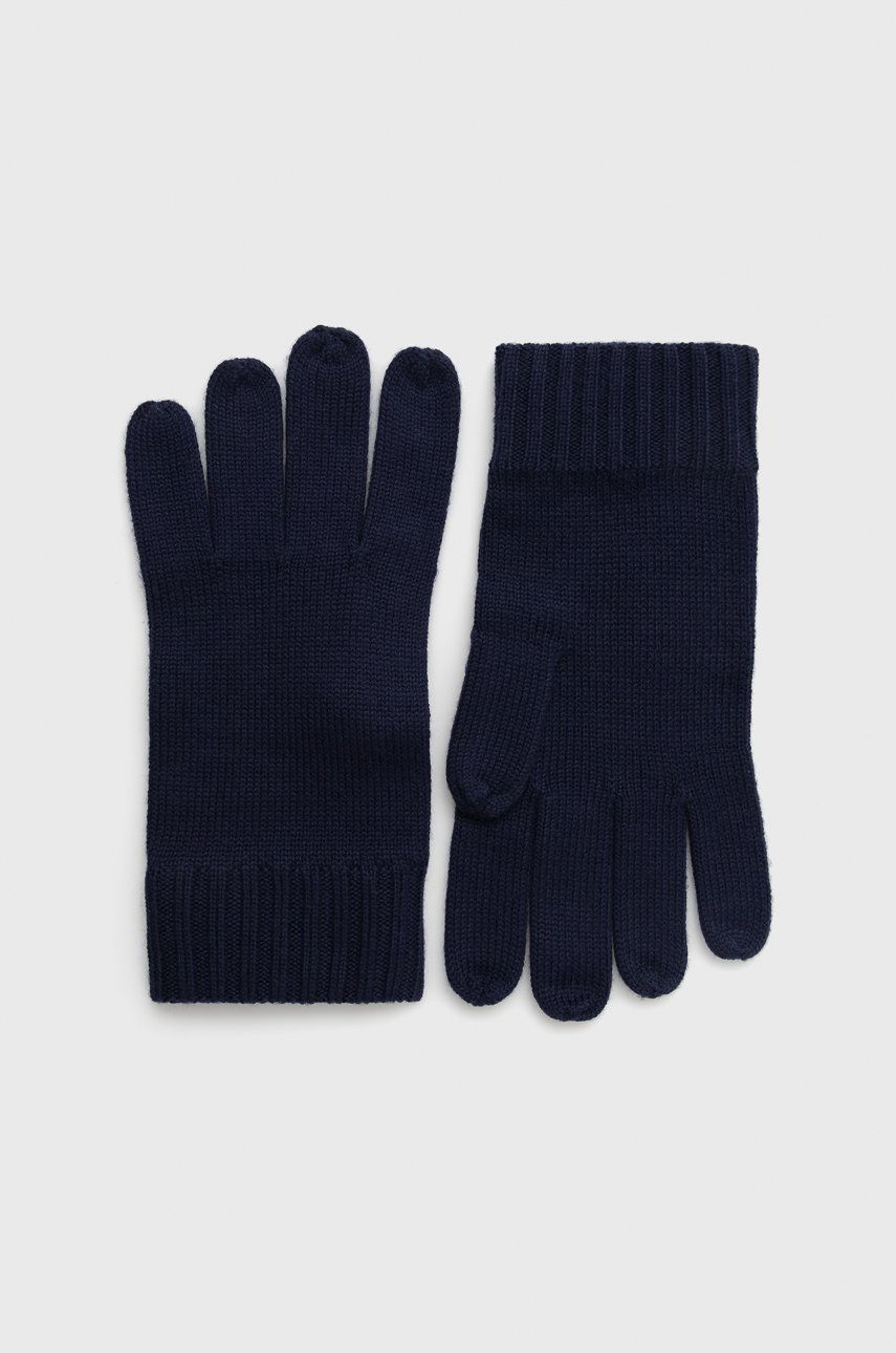 Vlnené rukavice Polo Ralph Lauren pánske, tmavomodrá farba