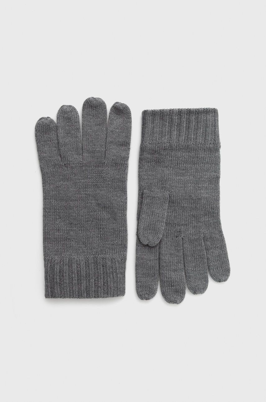 Vlněné rukavice Polo Ralph Lauren pánské, šedá barva - šedá -  100% Vlna