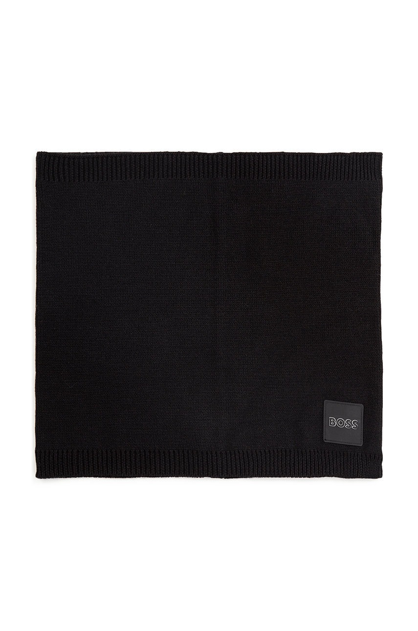 

Детски кръгъл шал BOSS в черно с изчистен дизайн, Черен