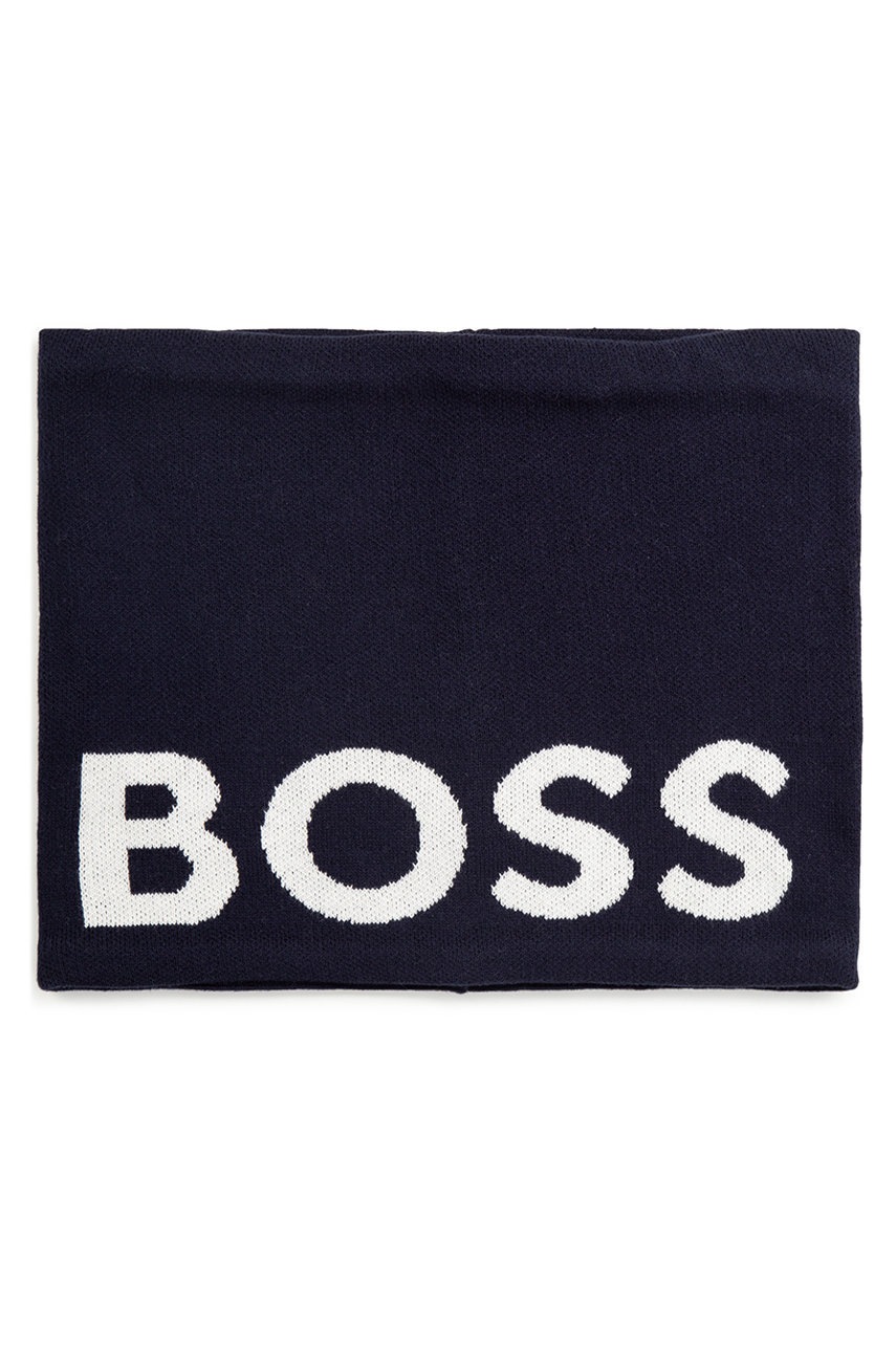 

Детски кръгъл шал BOSS в тъмносиньо с принт, Тъмносин