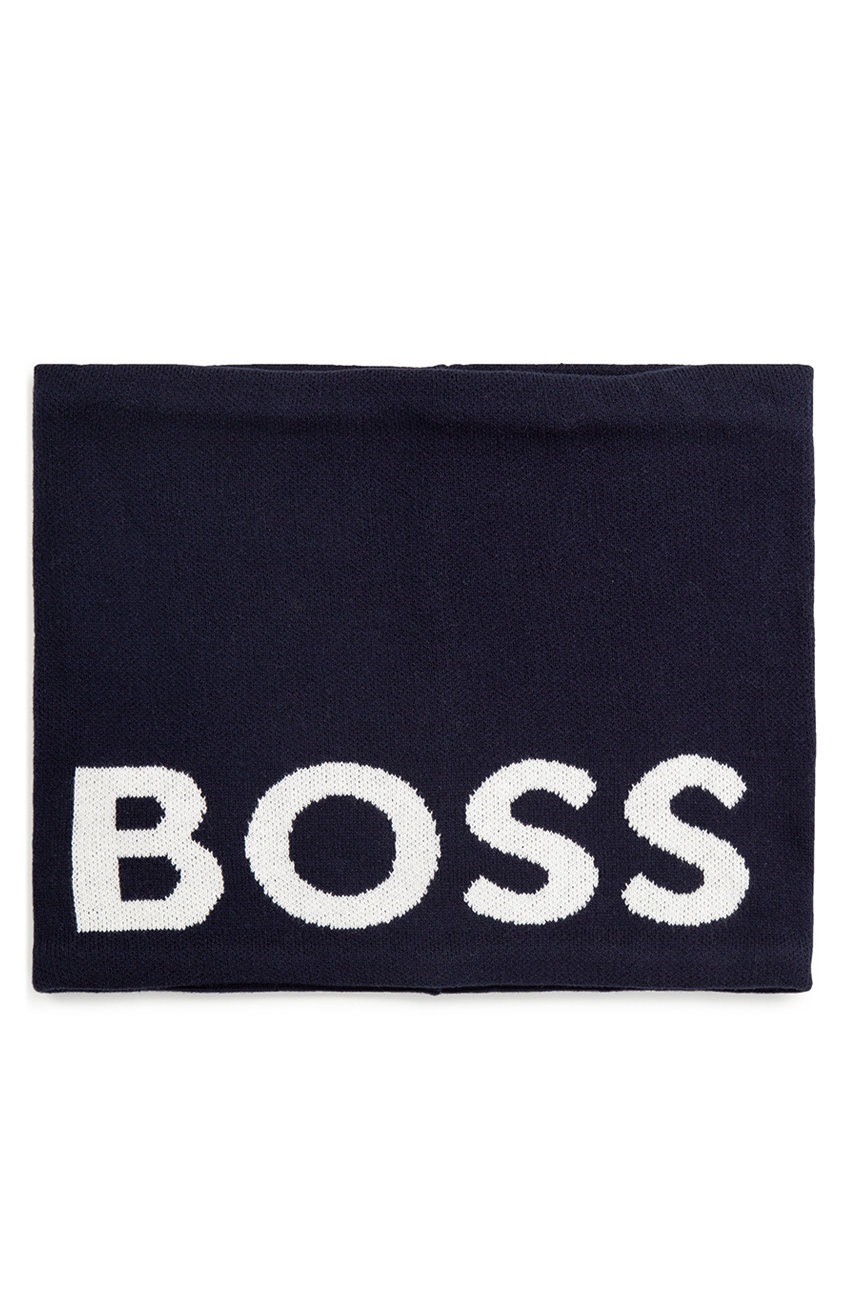

Детски кръгъл шал BOSS в тъмносиньо с принт, Тъмносин