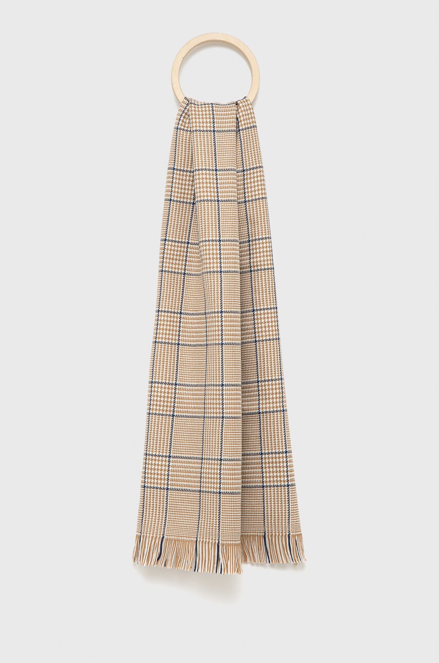 

Вълнен шал Weekend Max Mara в бежово с десен, Бежов