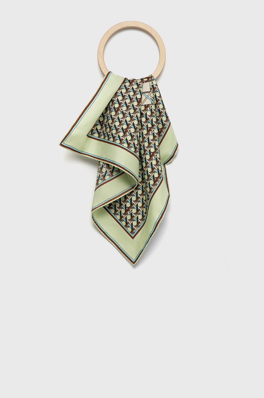 

Копринено шалче Tory Burch в зелено с десен, Зелен