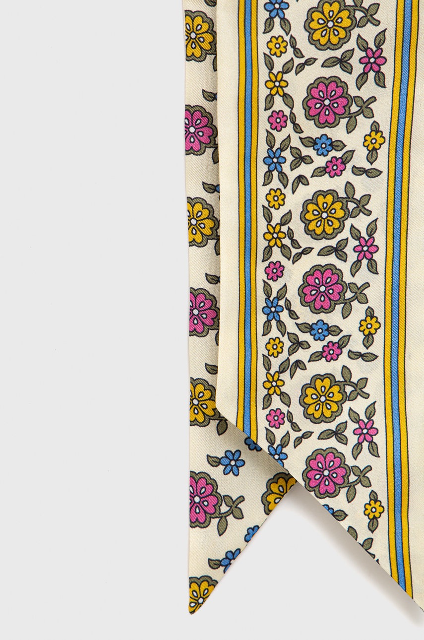

Шовкова хустка на шию Tory Burch колір бежевий візерунок