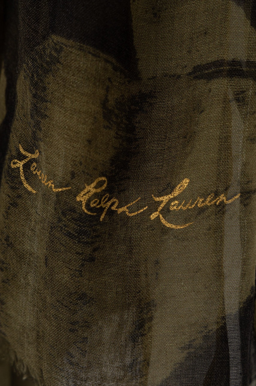 

Шаль с примесью льна Lauren Ralph Lauren цвет зелёный узорный