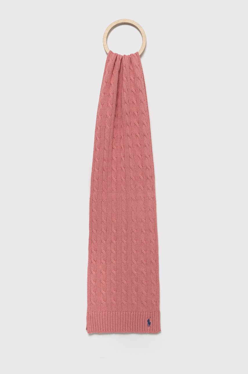 Bavlněný šátek Polo Ralph Lauren růžová barva, hladký - růžová -  100% Bavlna
