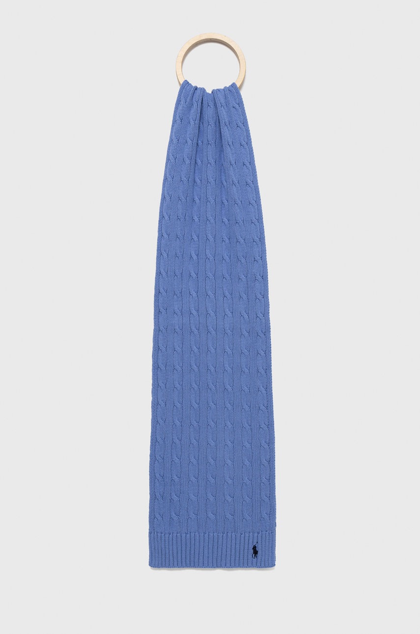 

Памучен шал Polo Ralph Lauren с изчистен дизайн, Син