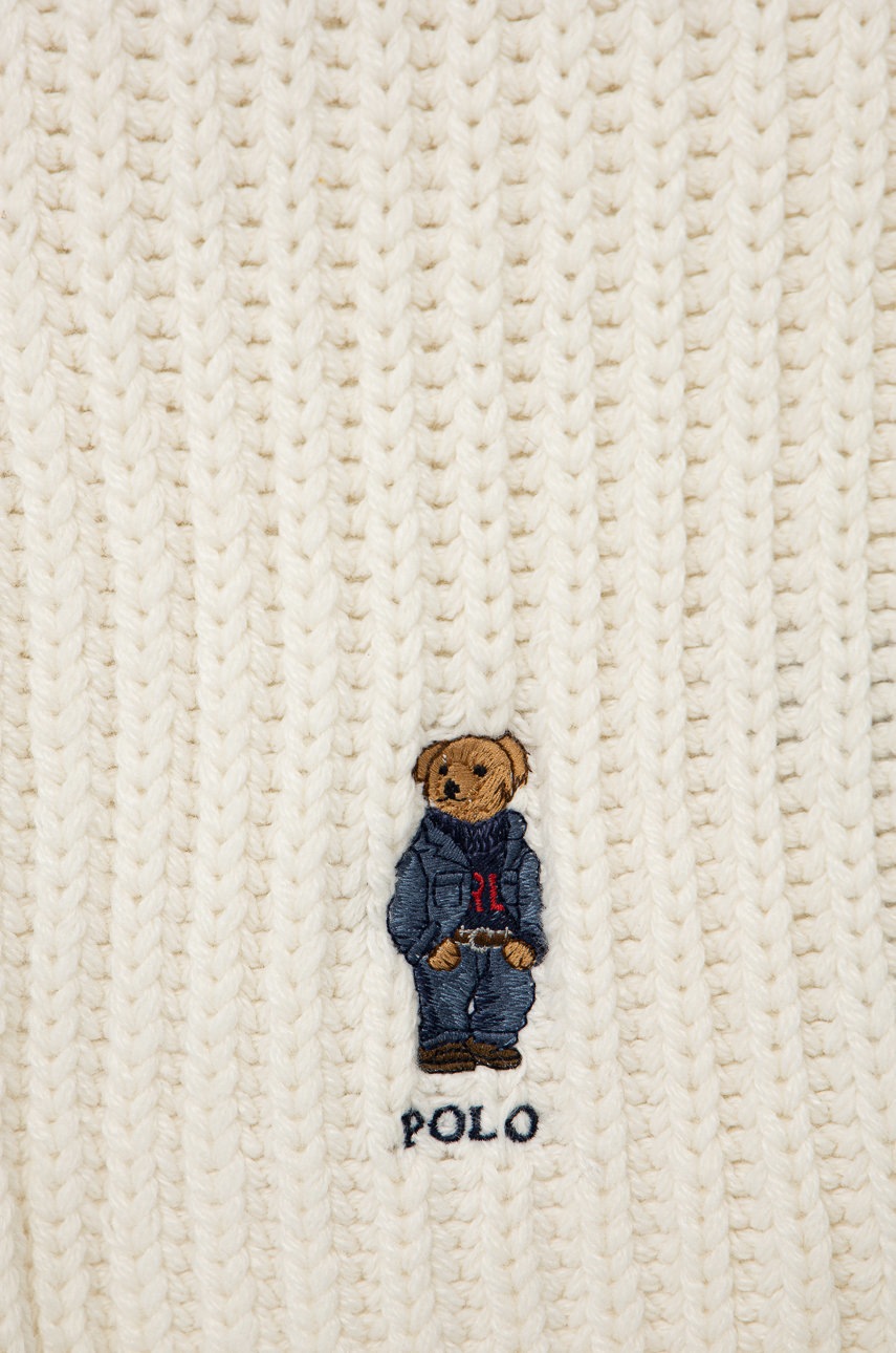 

Шарф с примесью шерсти Polo Ralph Lauren цвет белый с аппликацией
