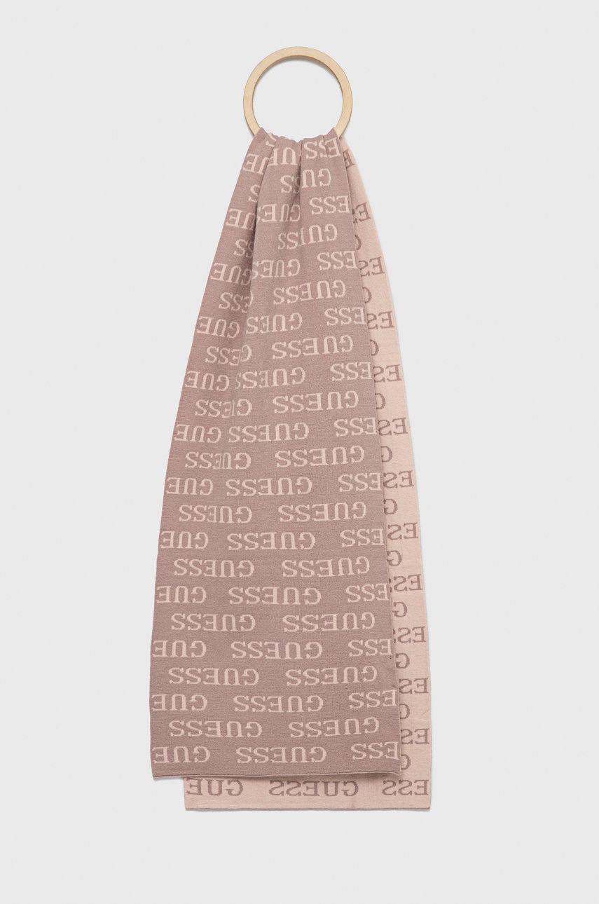 

Шал Guess дамски в розово с десен, Розов
