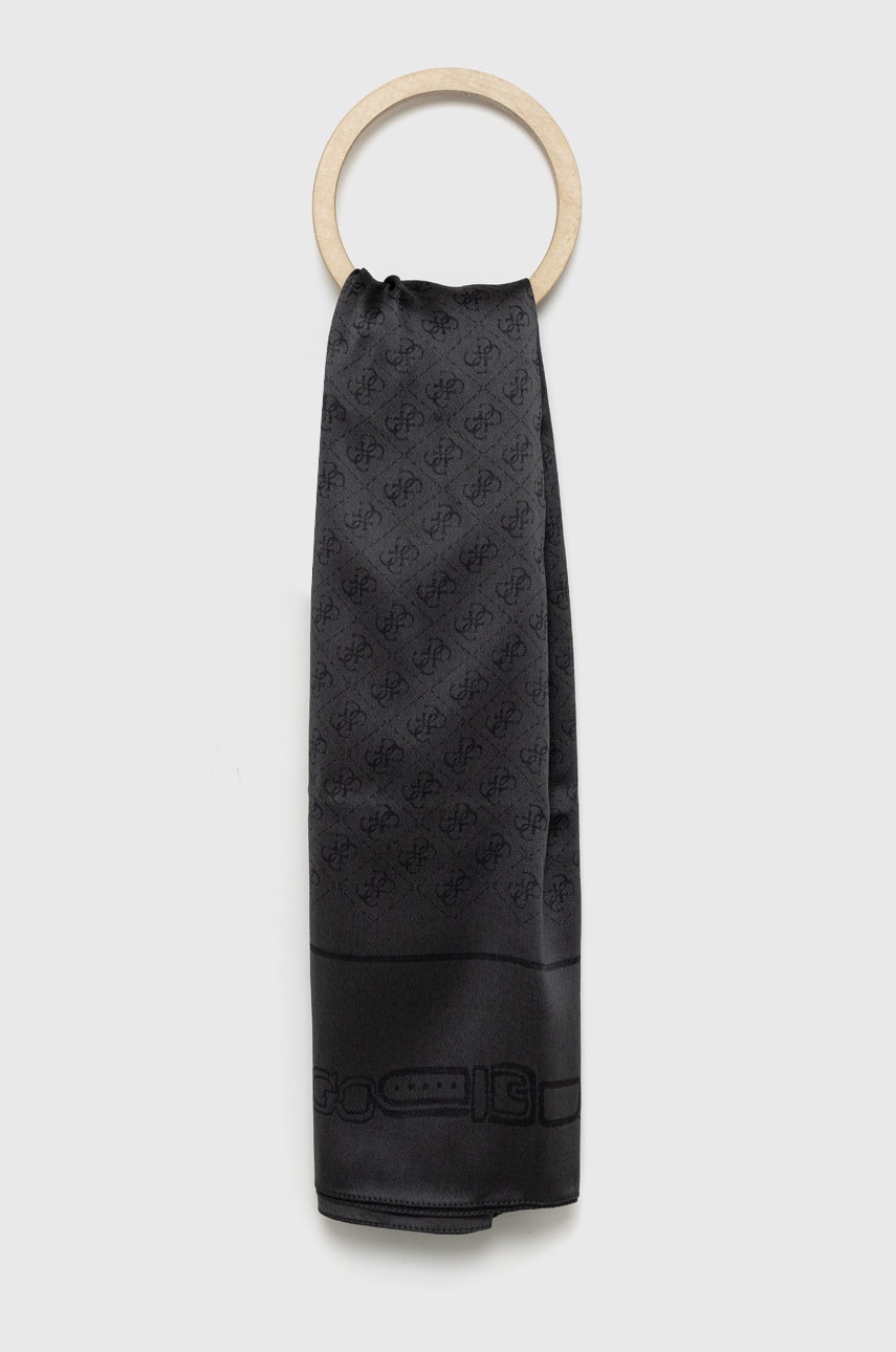 

Тънък шал Guess в черно с десен, Черен