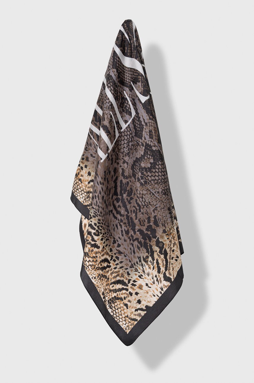 Allsaints esarfa de matase culoarea maro, modelator