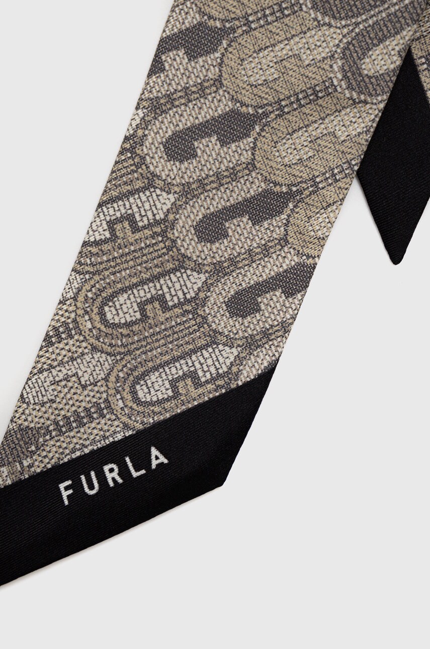 

Шелковый платок на шею Furla цвет бежевый узор